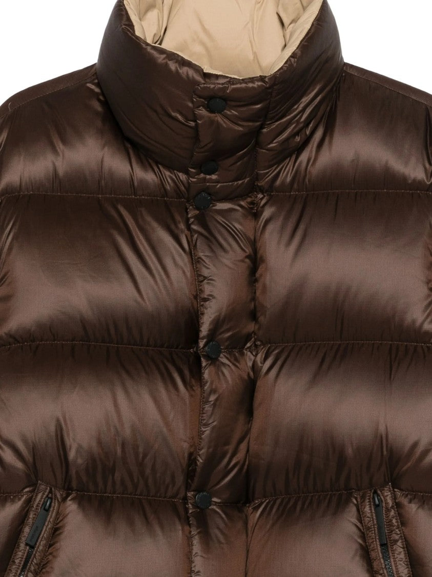 After Label Brown High-Neck Quilted Down Jacket