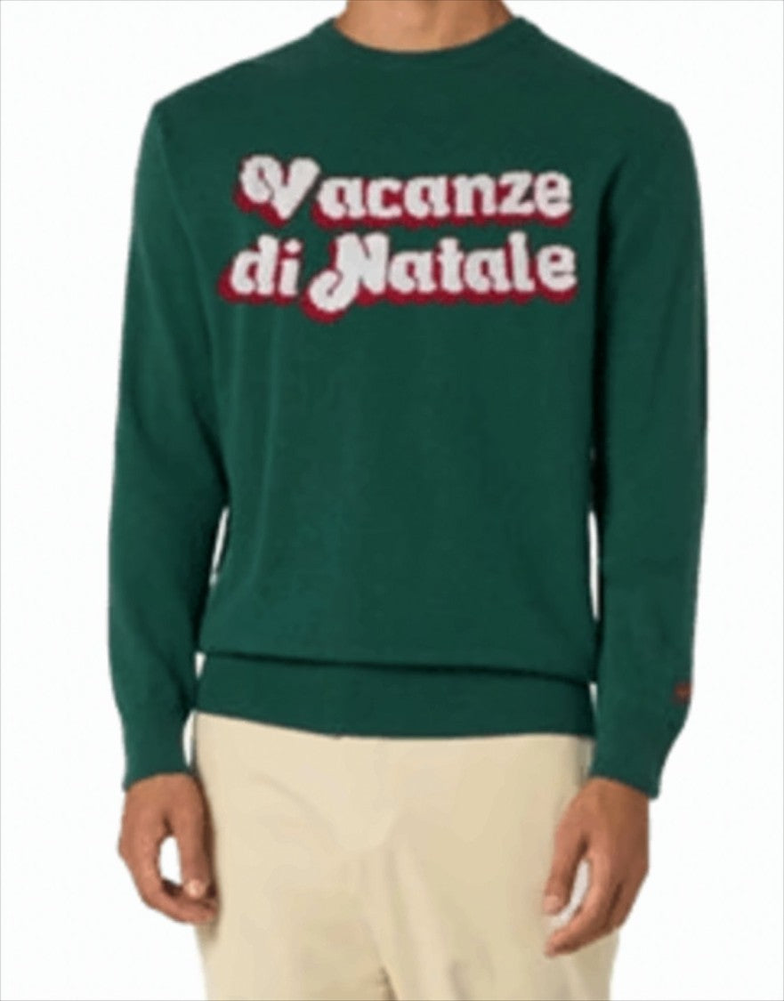 Mc2 Saint Barth Crew Neck Wool-Cashmere Blend Sweater With Jacquard Detail