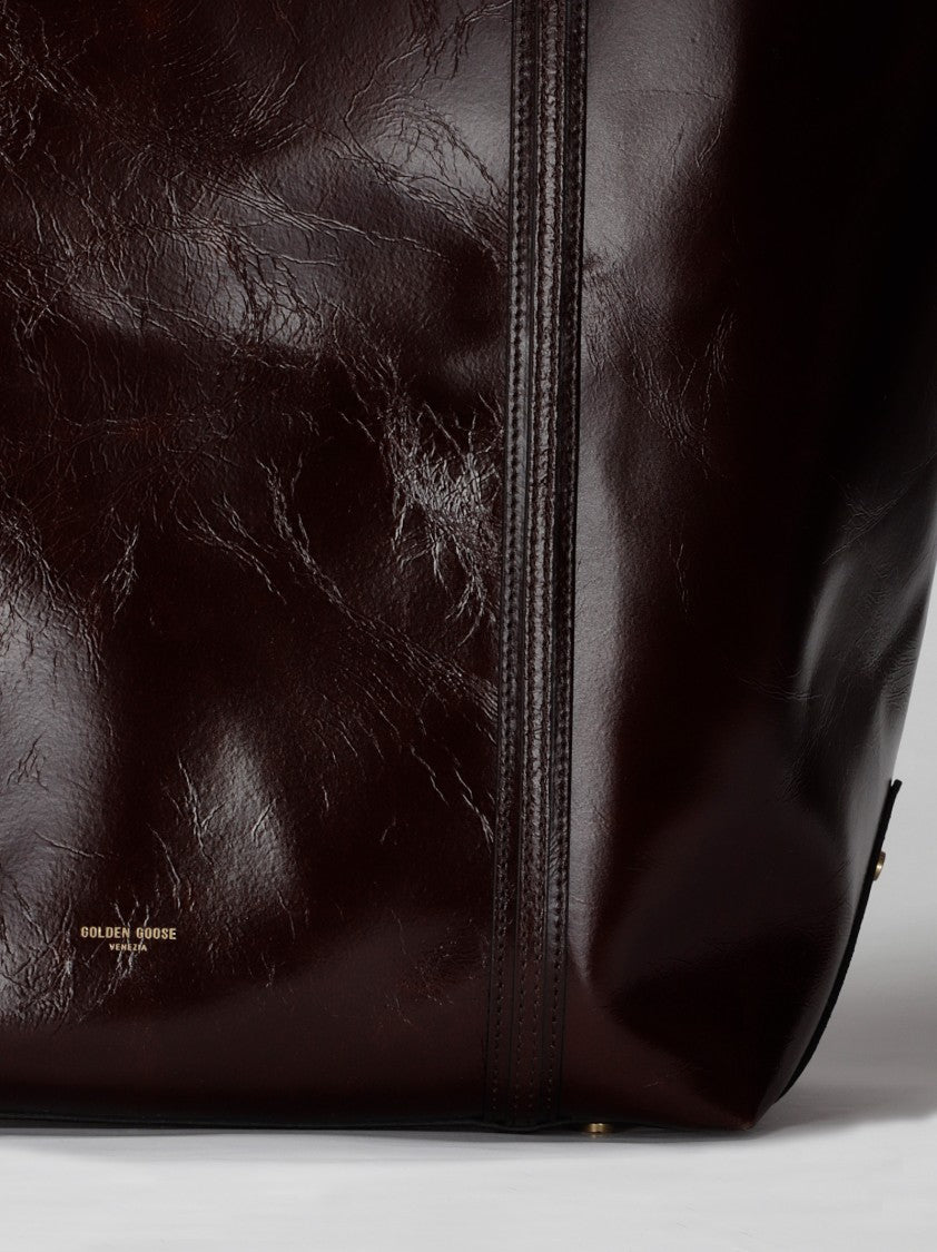 Golden Goose Bag 24.7 Ew Shiny Wavy Leather Body Gold Meta