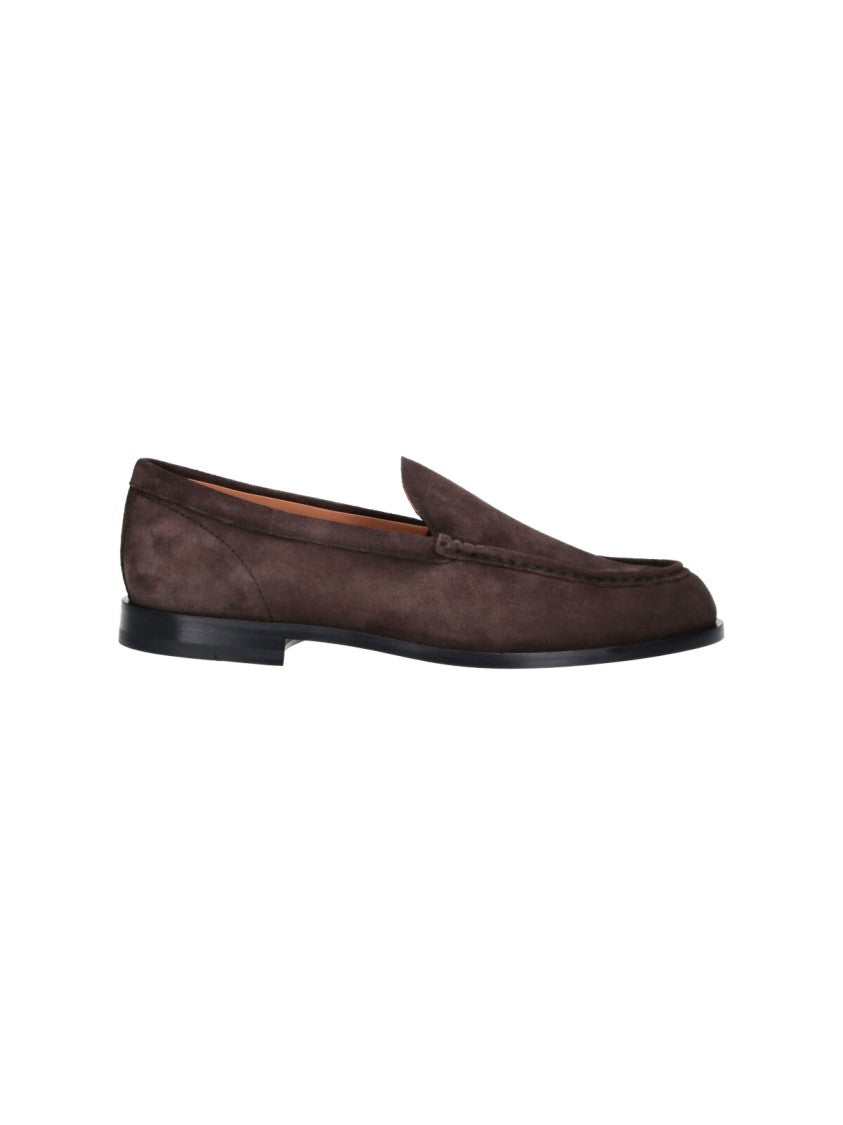 Tod's Suede Slipper Moccasin With Rounded Toe And Tone-On-Tone Stitching