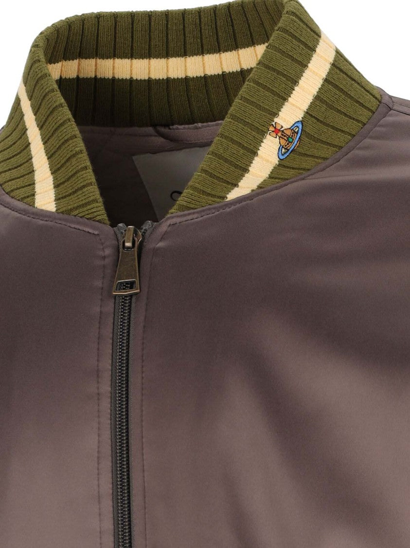 Vivienne Westwood Bomber-Style Grey Jacket With Ribbed Details