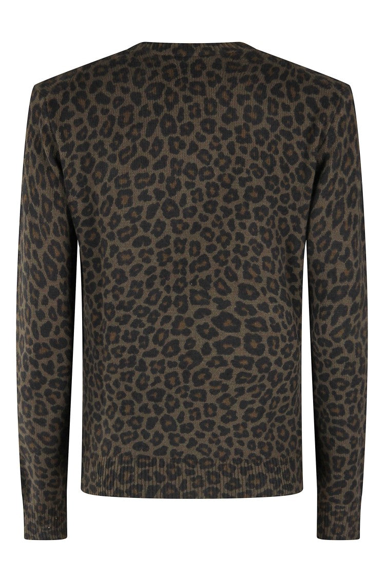 Mc2 Saint Barth Leopard Print Sweater With Ribbed Hem