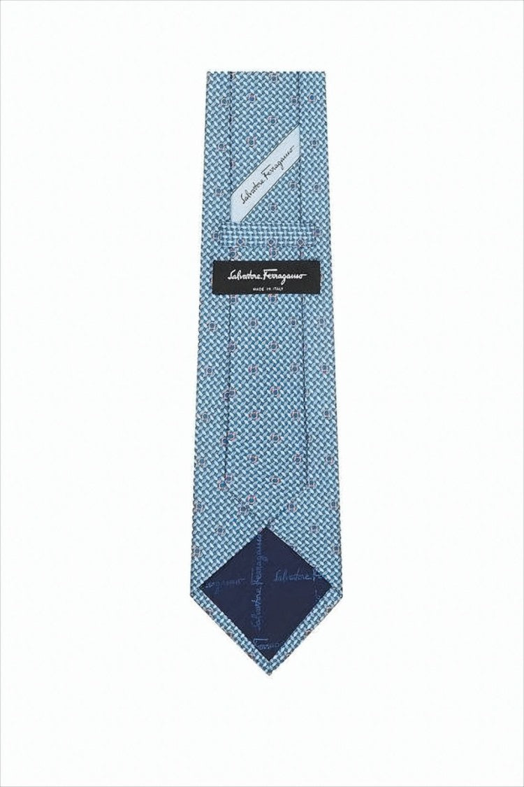 Salvatore Ferragamo Textured Light Blue Silk Necktie
