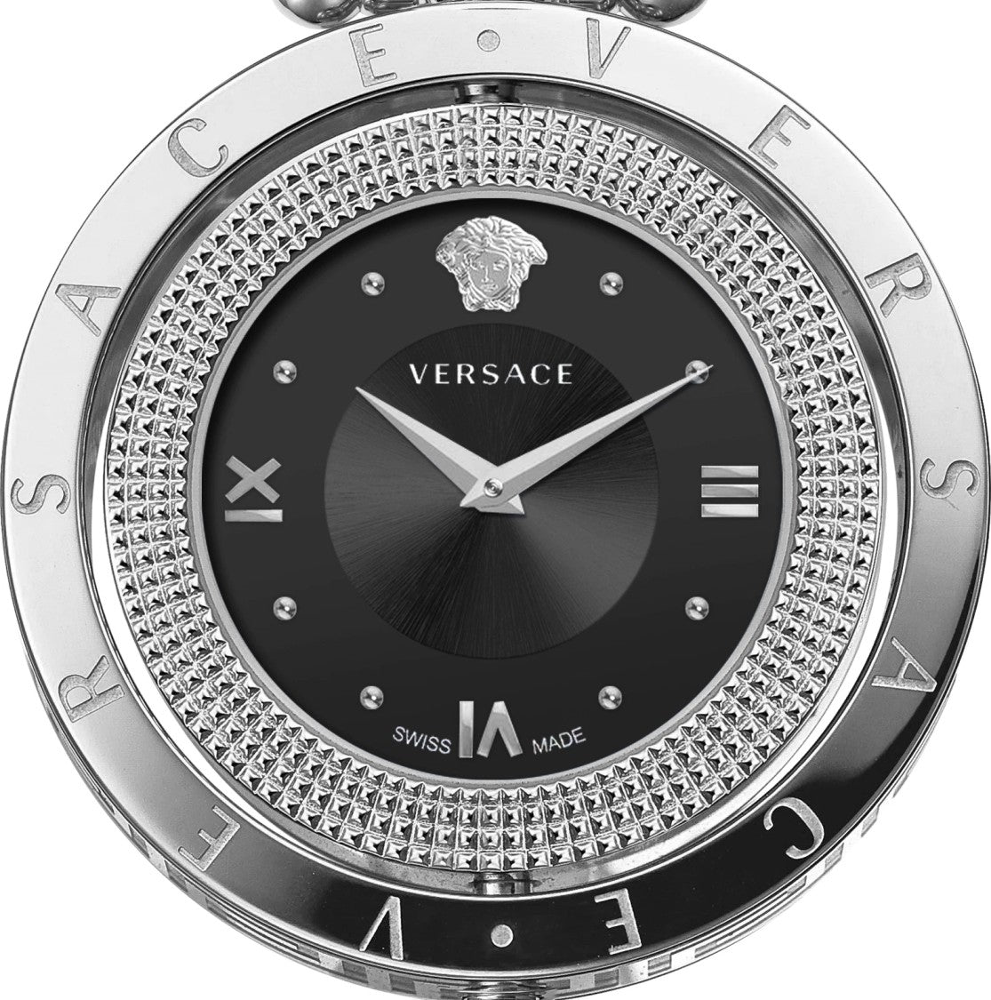 Versace Versace Eon Quartz Watch With Black Dial And Stainless Steel Bracelet