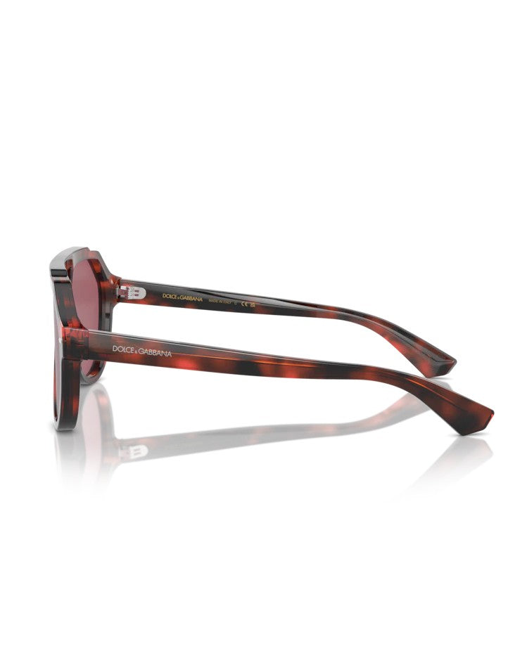 Dolce & Gabbana Bold Red Havana Plastic Frame Sunglasses