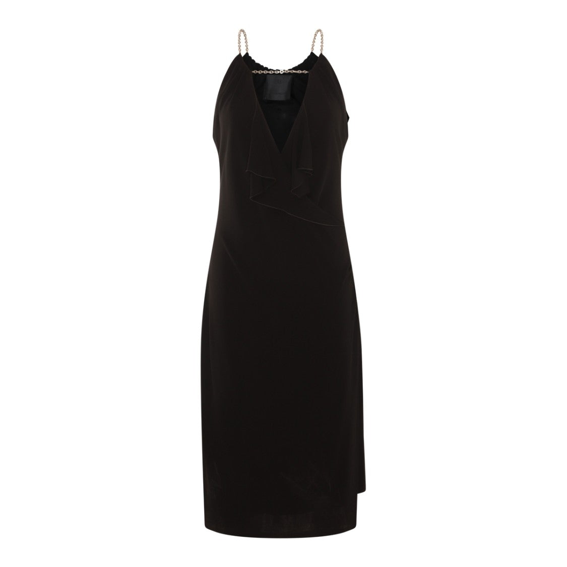 Givenchy Mid-Length Black Viscose Dress With Delicate Chain Straps