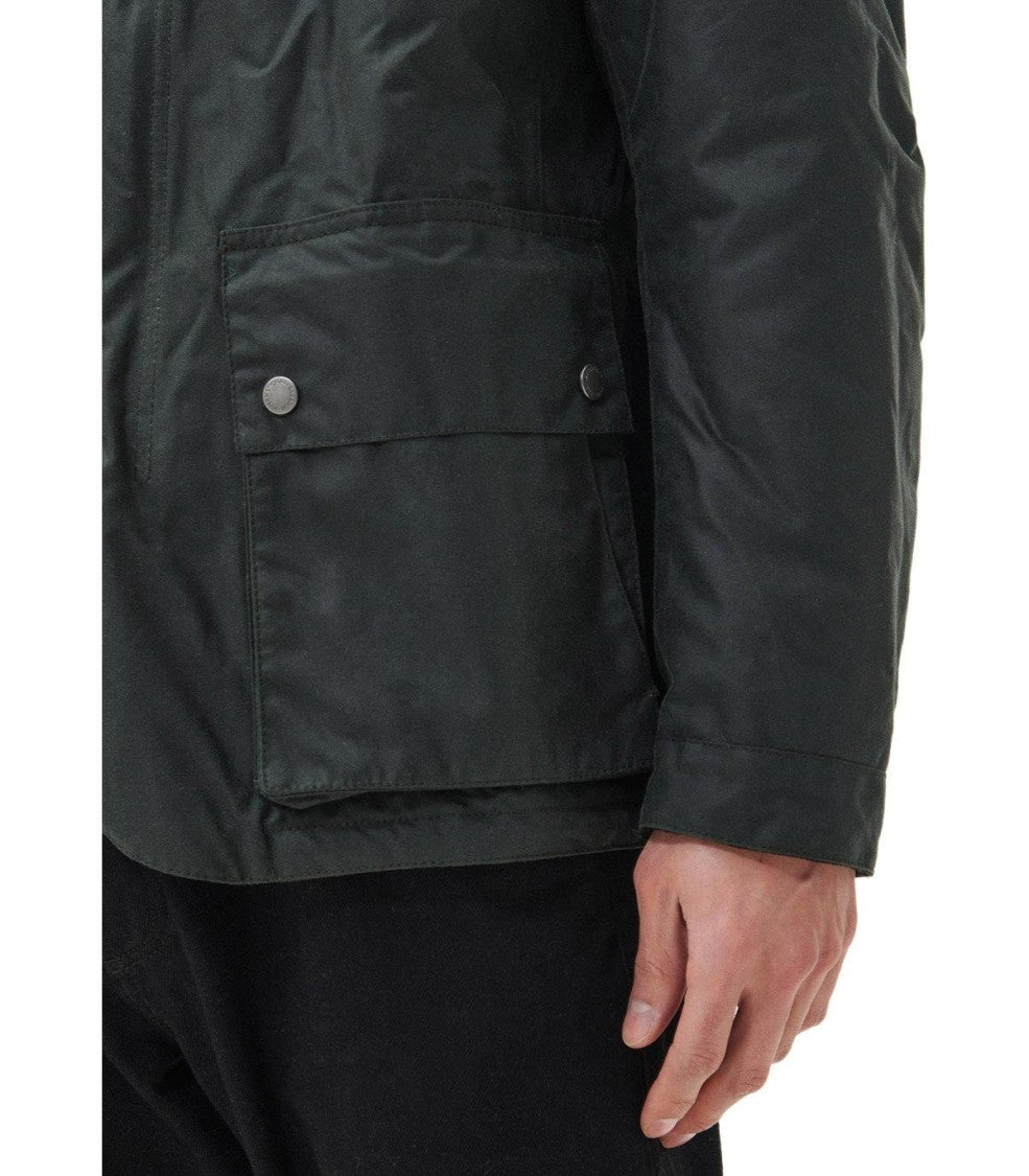 Barbour International Auto Wax Sage Green Hooded Jacket