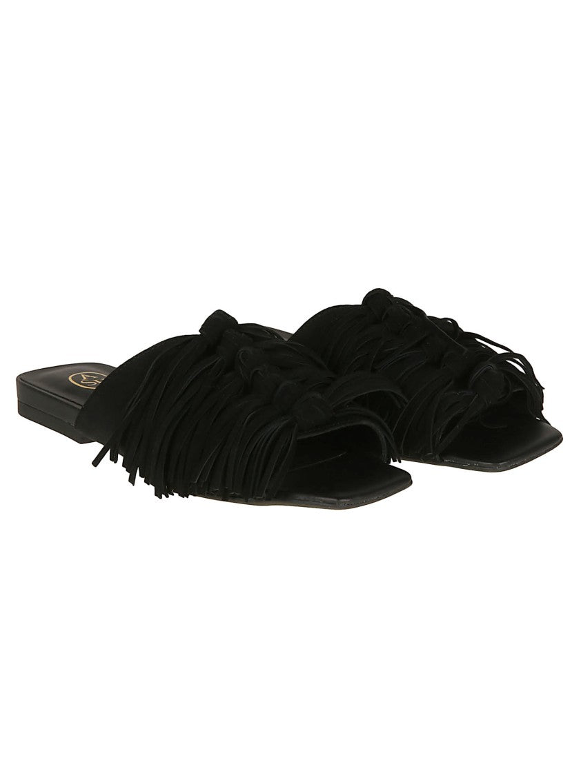 Ash Brigitte Flat Black Suede Sandals