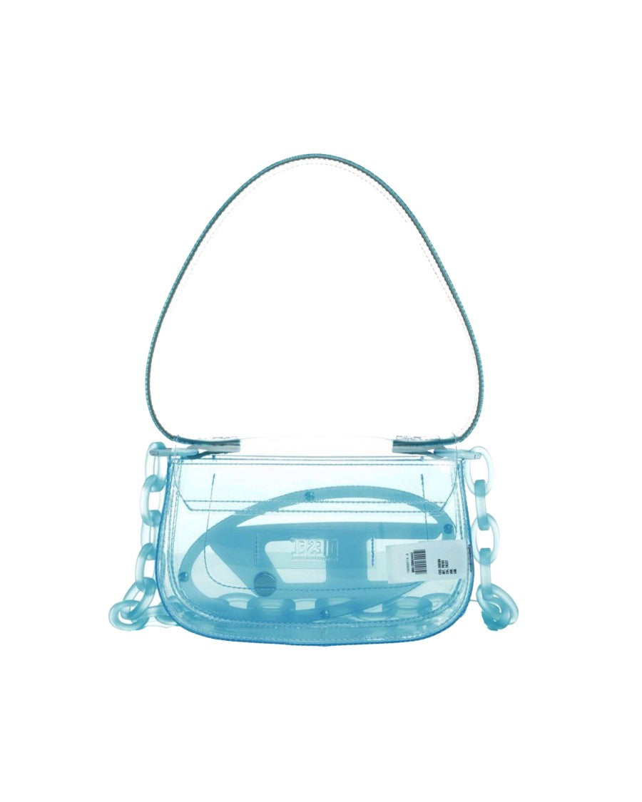 Diesel Transparent Jelly Blue Shoulder Bag With Chain