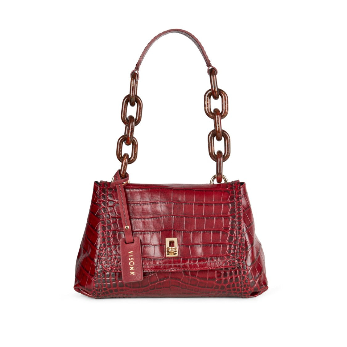 Plinio Visona' Borsa Miami In Pelle Stampa Cocco Vinaccia