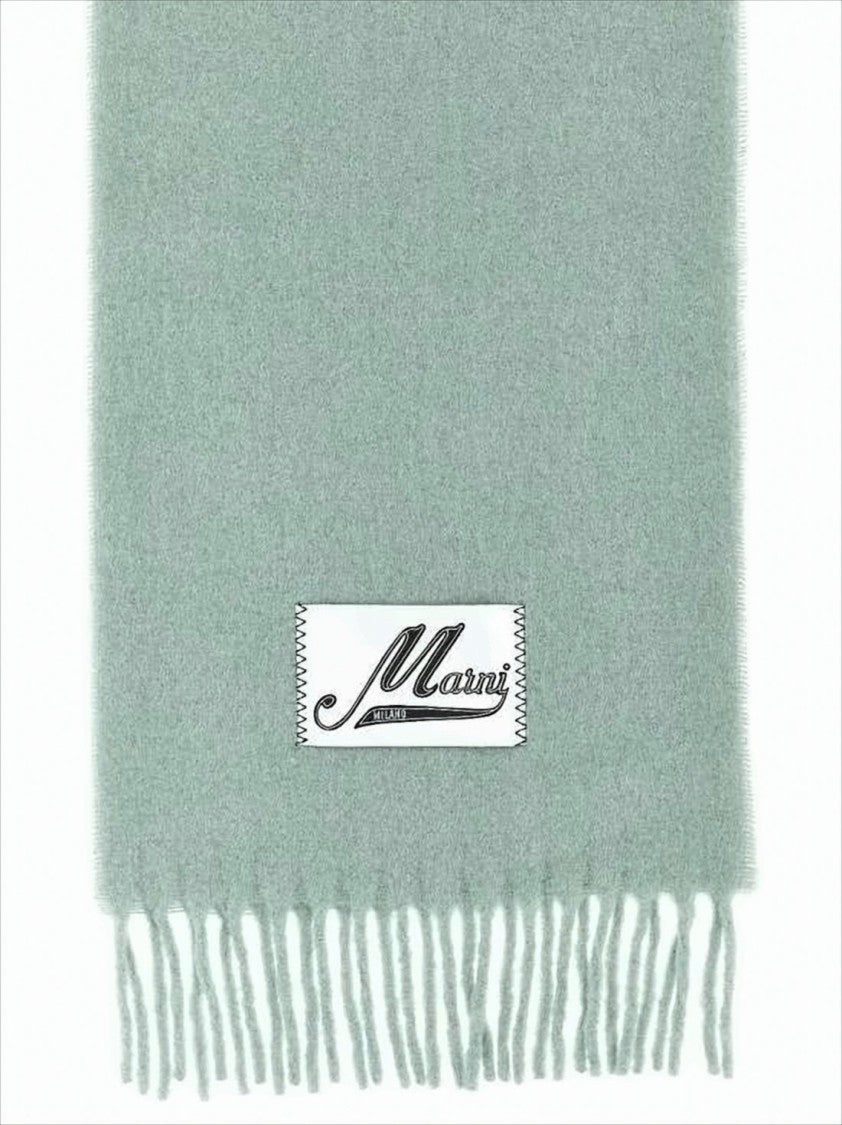 Marni Finely Woven Rectangular Scarf In Muted Pastel Green