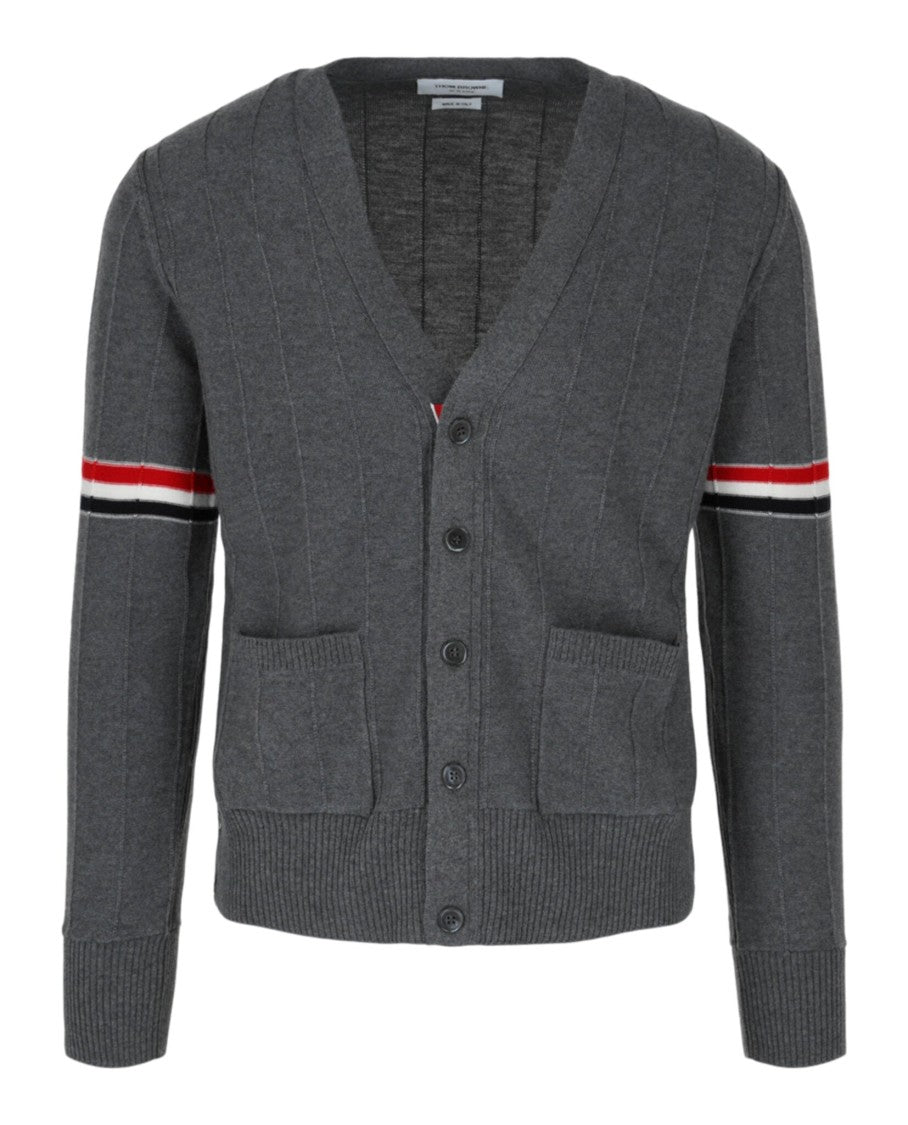 Thom Browne Wool Relaxed V-Neck Armband Cardigan