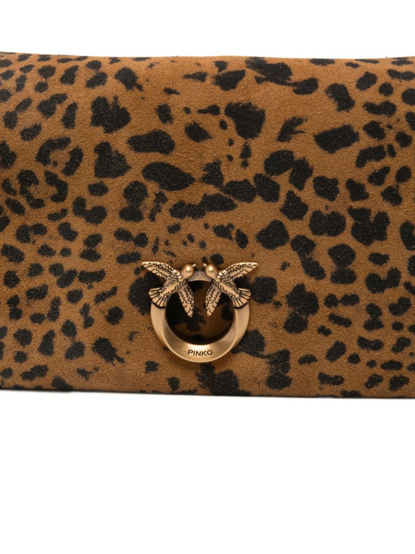 Pinko Brown Animal Print Clutch