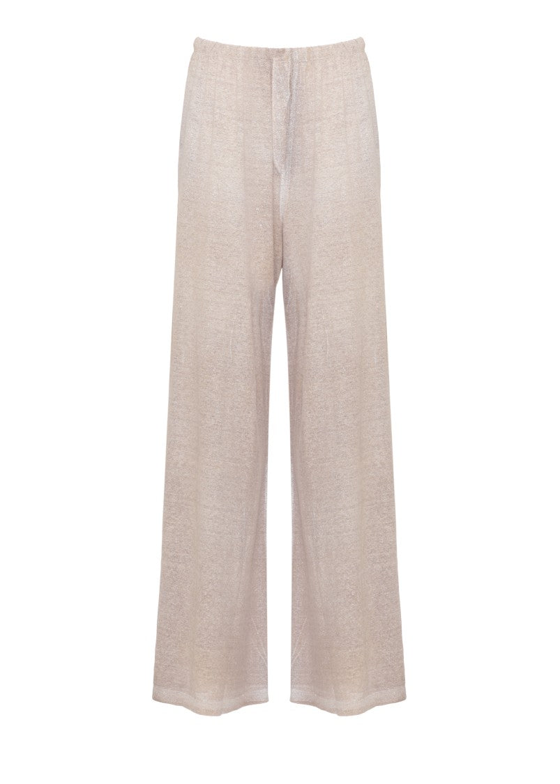 Avant Toi Beige Drawstring Waist Linen Wide-Leg Pants