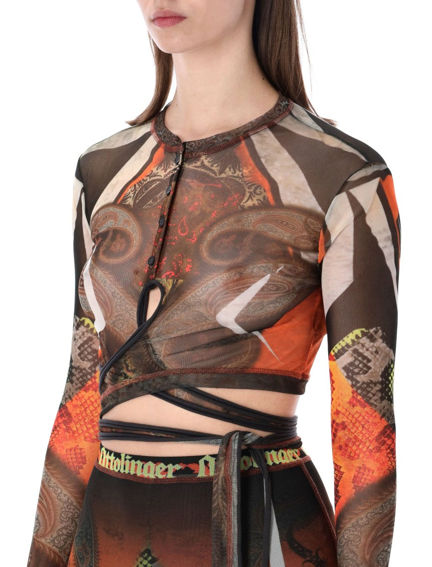 Ottolinger Mesh Semi Transparent Paisley Long Top