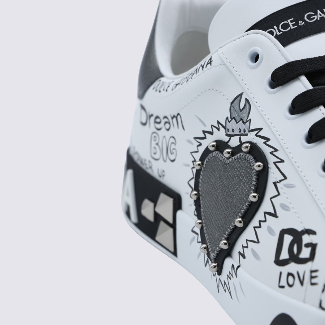 Dolce & Gabbana Graphic-Printed Sneakers With Studded Heart Detail