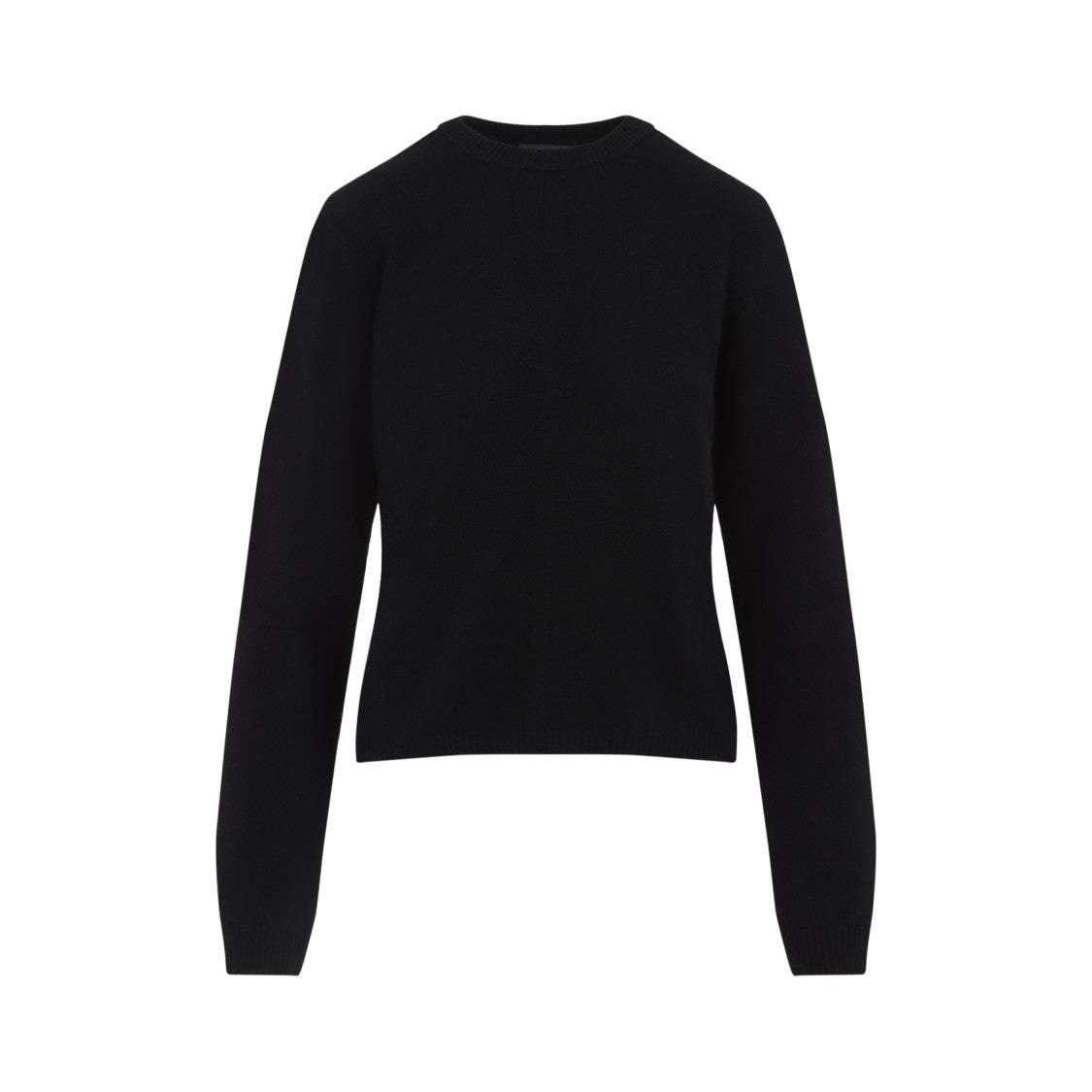 Moncler X Rick Owens Slightly Cropped Black Sweater With Crew Neckline