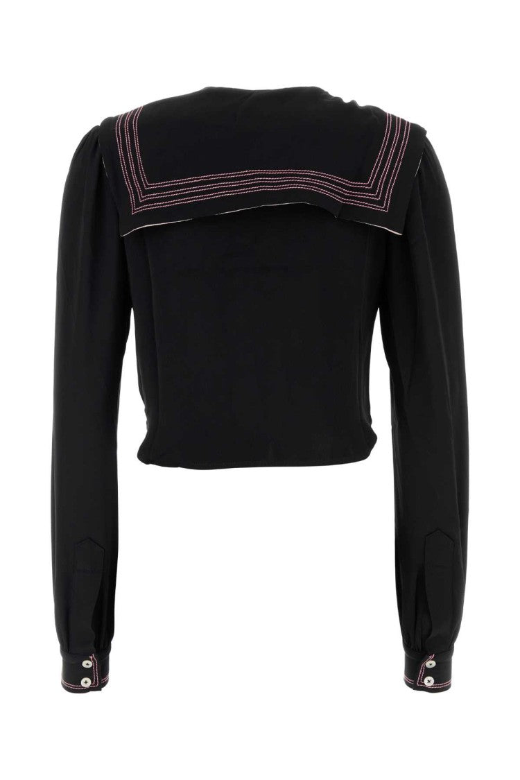 Bode Black Silk Seafarer Shirt