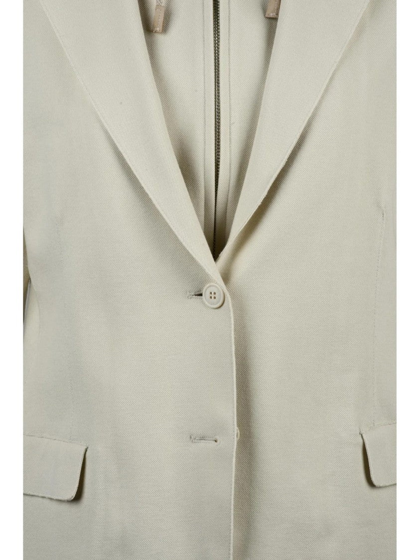 Eleventy Beige Cotton Polyamide Elastane Women Blazer