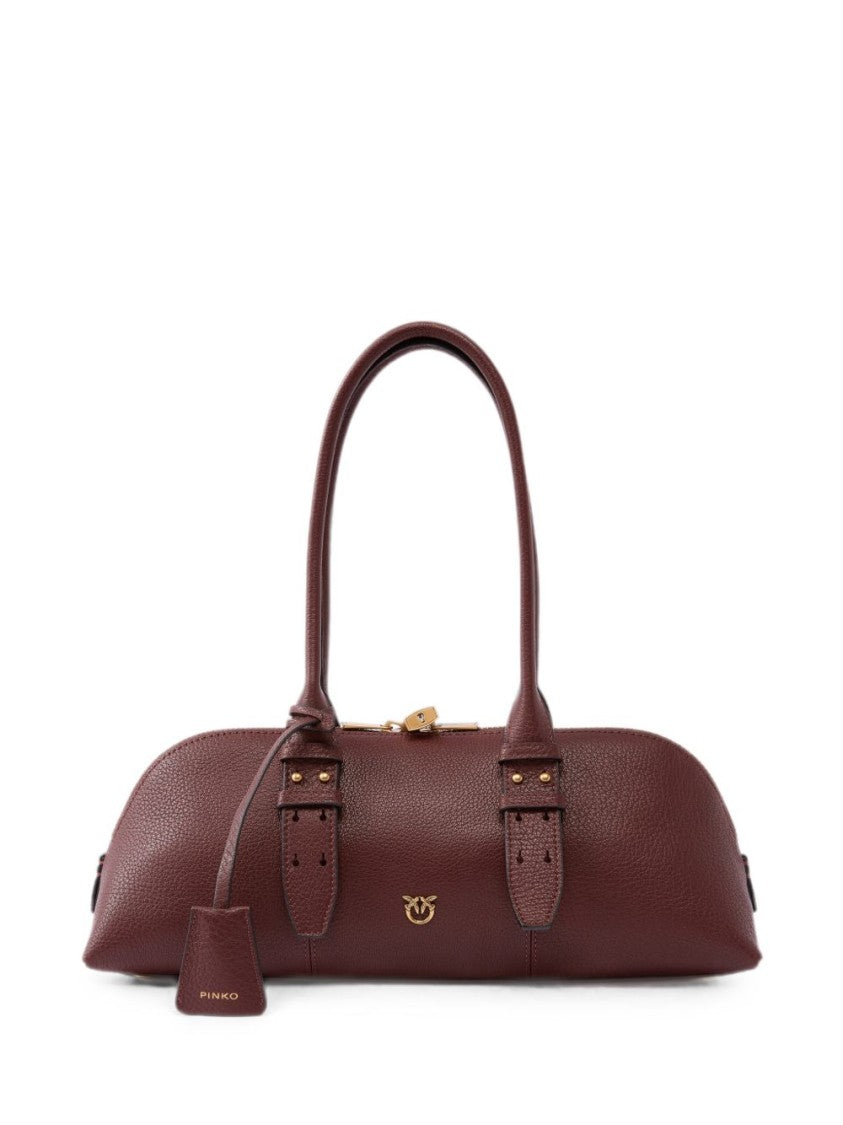 Pinko Elongated Pebbled Texture Gold-Tone Handbag