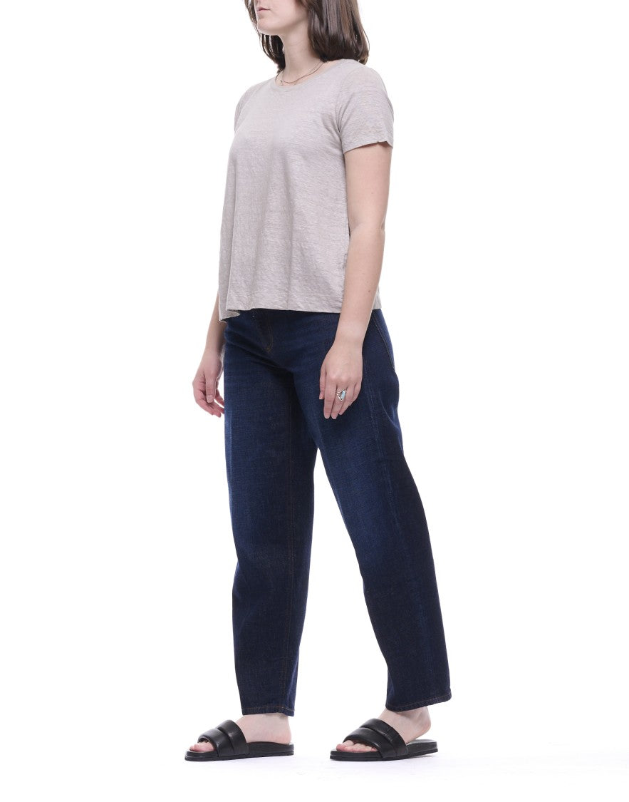 Transit Pearl Grey Linen Blend T-Shirt With Crew Neck