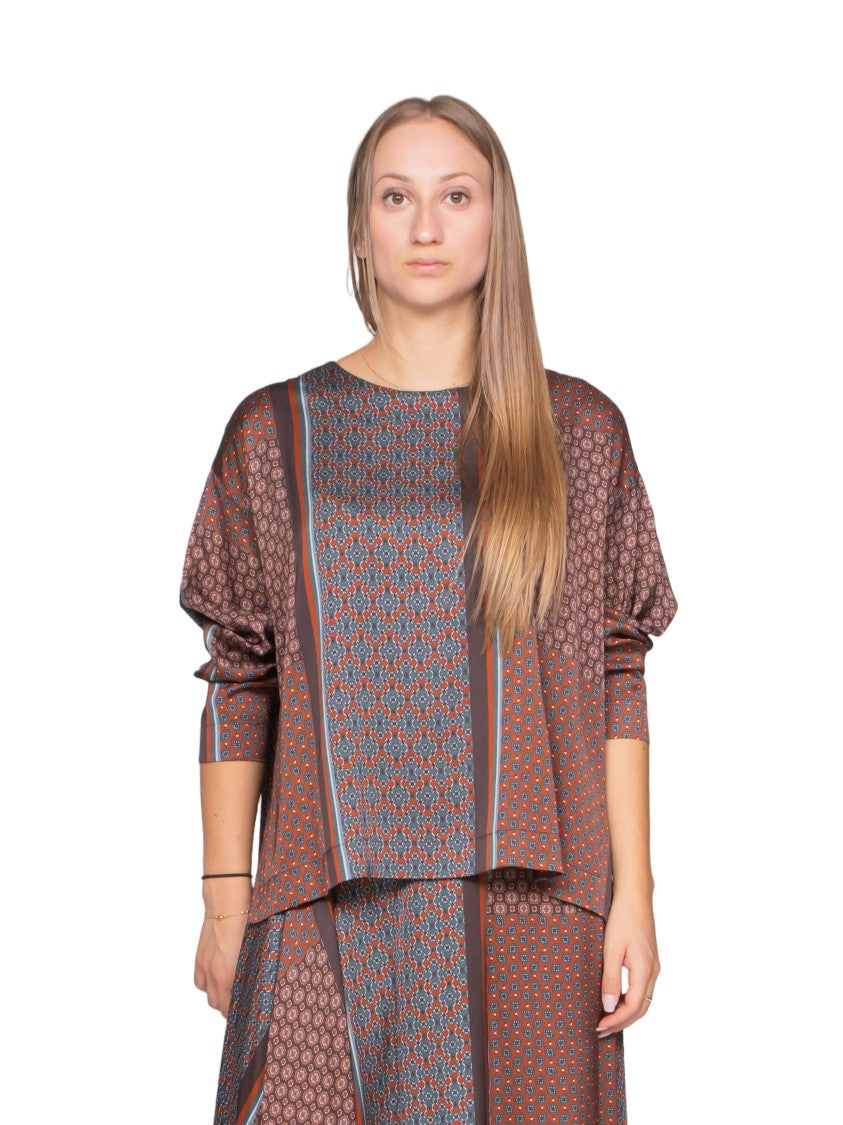 Oblò Patchwork Patterned Long-Sleeved Blouse