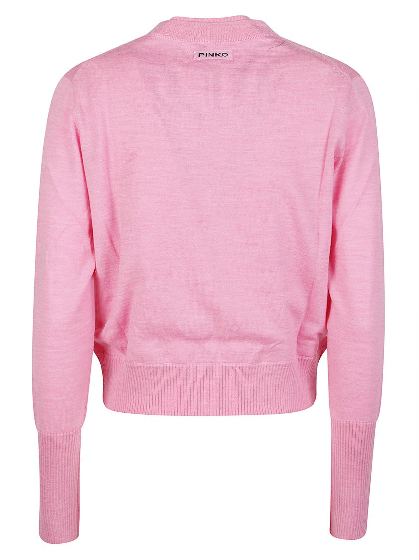 Pinko Tallin Wool-Cashmere Asymmetrical Cropped Cardigan