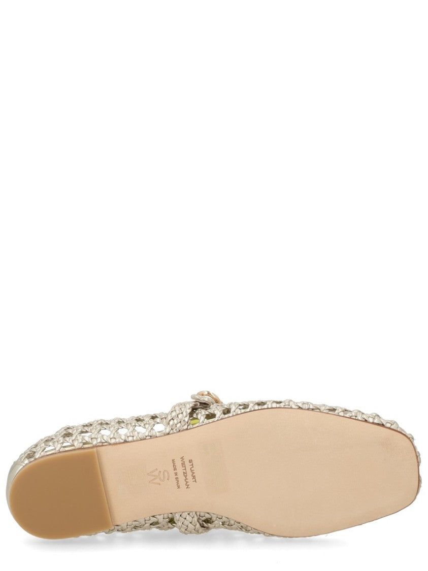 Stuart Weitzman Gold Prima Mary Jane Metallic Flats