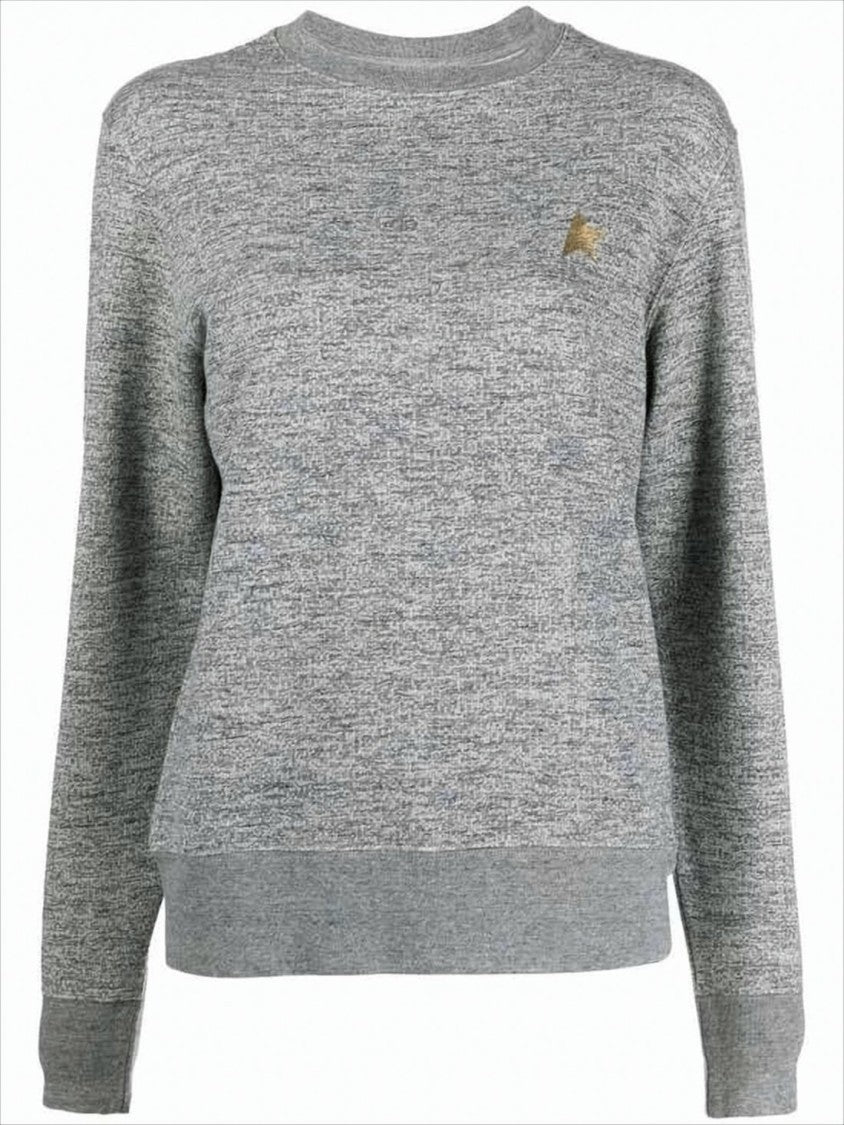 Golden Goose Heathered Grey Long-Sleeved Sweatshirt With Ribbed Detailing