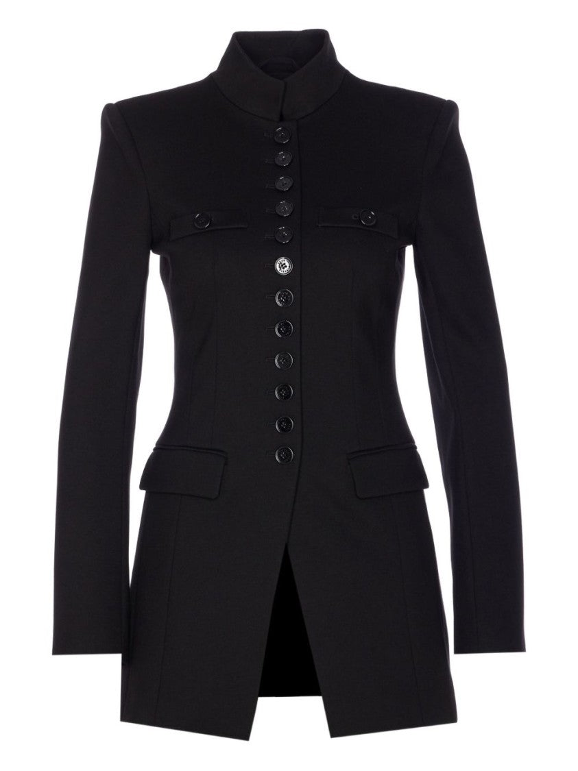 Patrizia Pepe Tailored Black Jacket With High Collar And Decorative Details