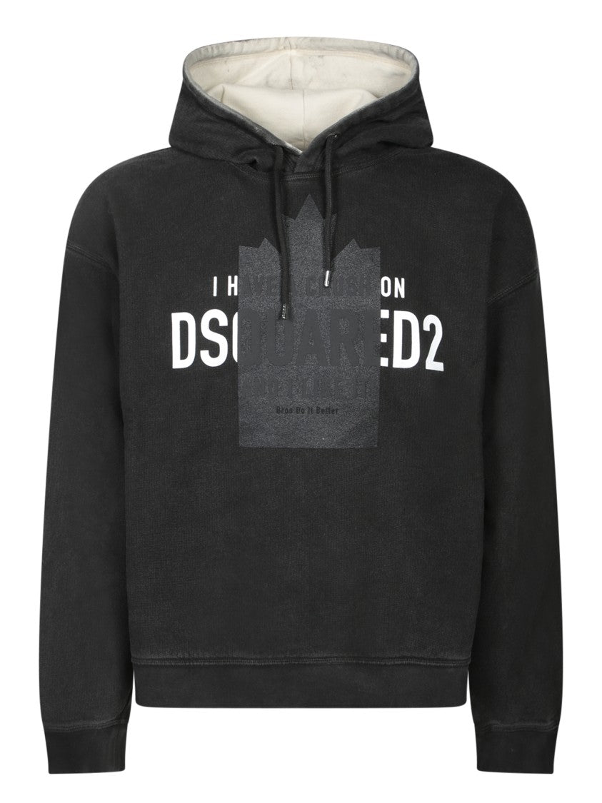 Dsquared2 Relaxed Fit Black Hoodie Contrasting Lining