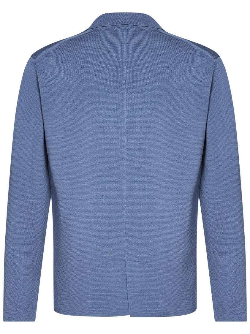 Drumohr Single-Breasted Cotton Knit Blazer In Clear Blue