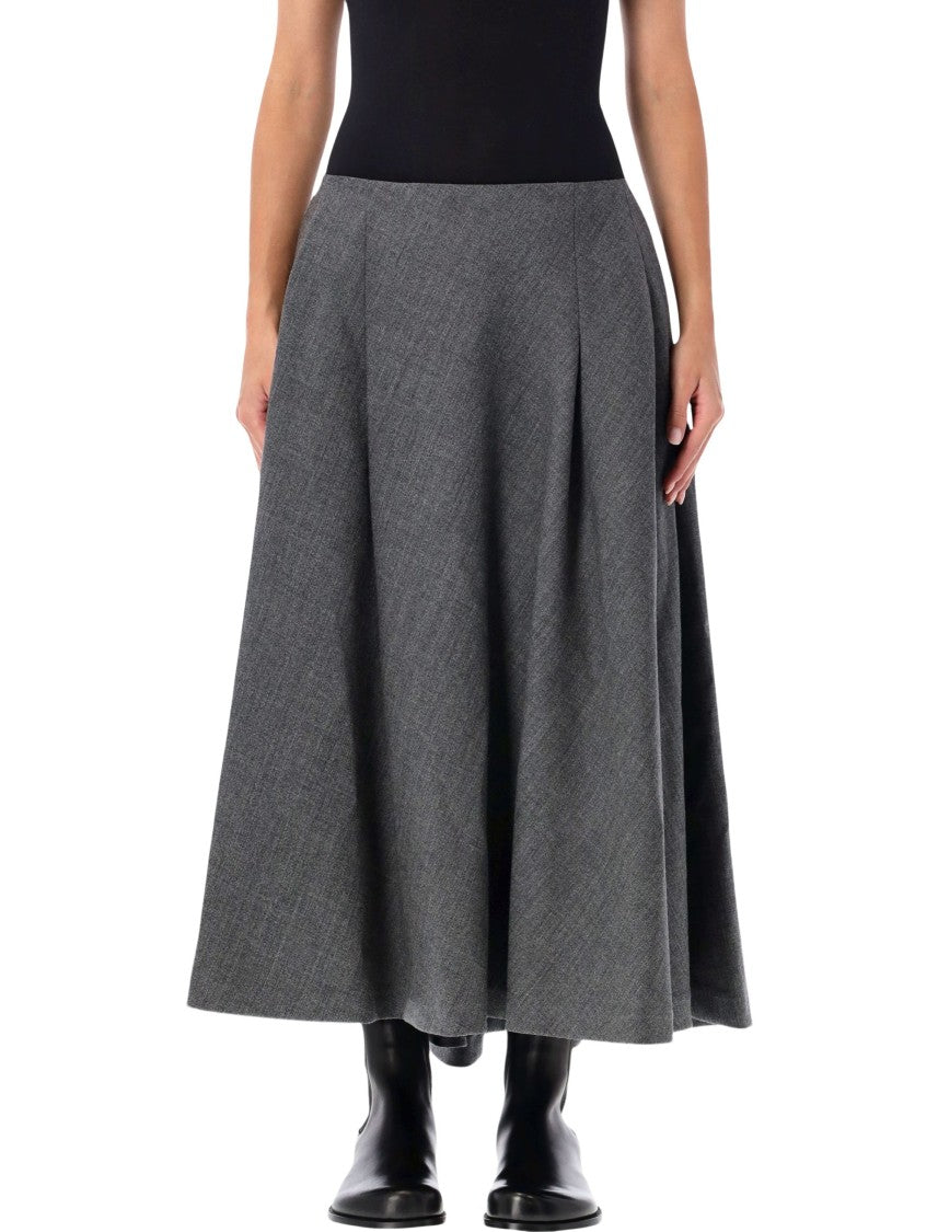 Ami Paris Maxi Skirt With Trapezoid Silhouette And Gros-Grain Detail
