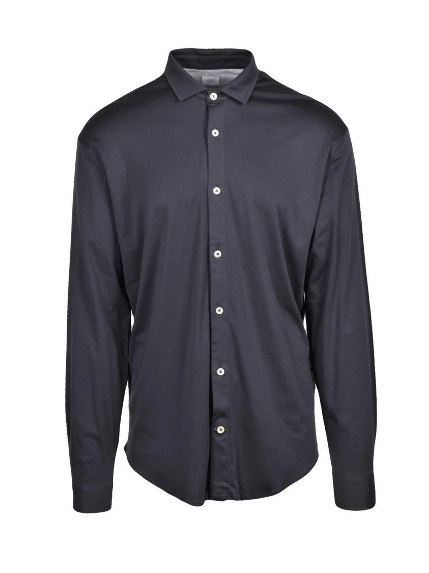 Eleventy Refined Blue Dandy Shirt With Classic Collar And Minimalist Design