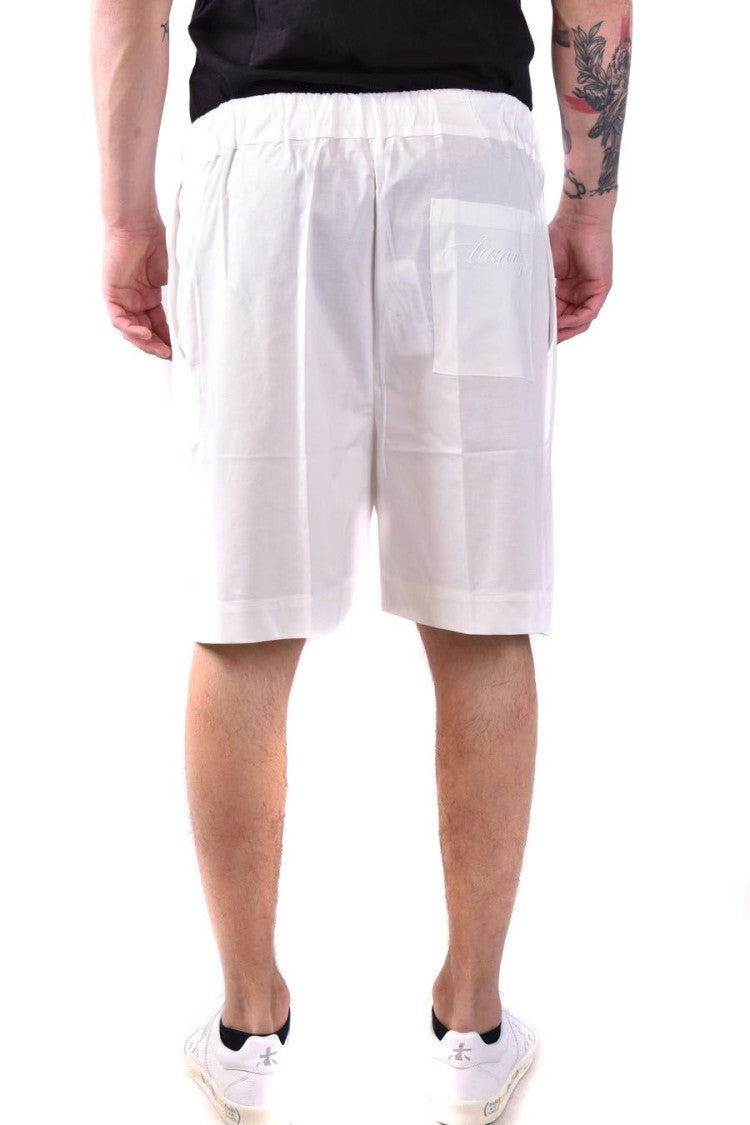 Laneus Relaxed Fit Off-White Shorts Subtle Embroidery