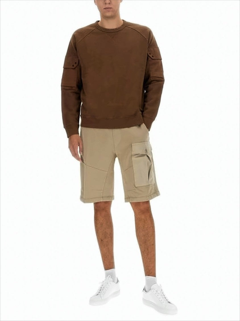 Ten C Long-Sleeve Brown Crew Neck Top