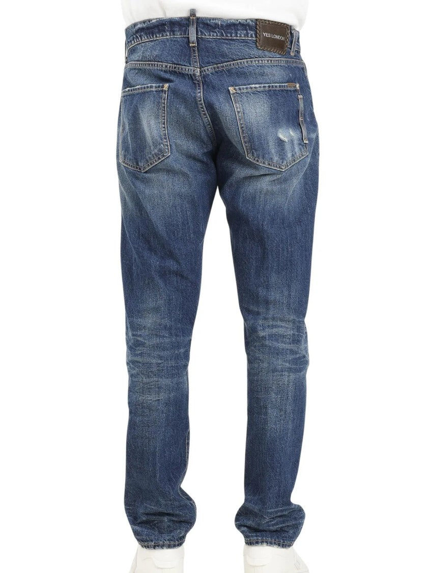 Yes London Blue Straight-Leg Cotton Jeans