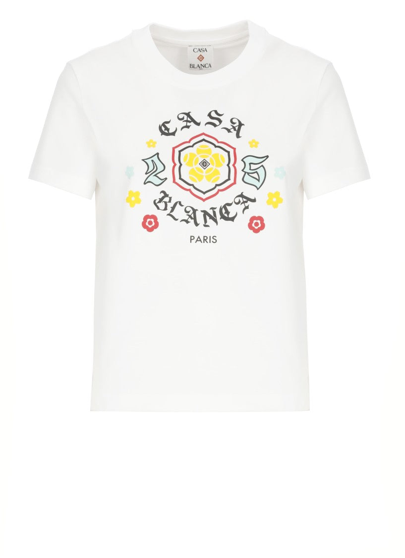 Casablanca Cotton T-Shirt With Contrasting Floral Print By Casablanca