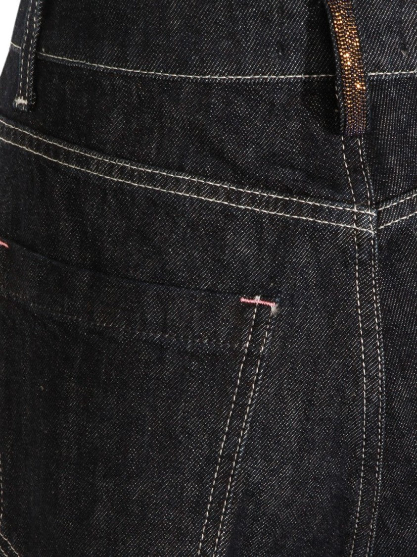 Fabiana Filippi Blue Cropped Dark Denim Five-Pocket Pants