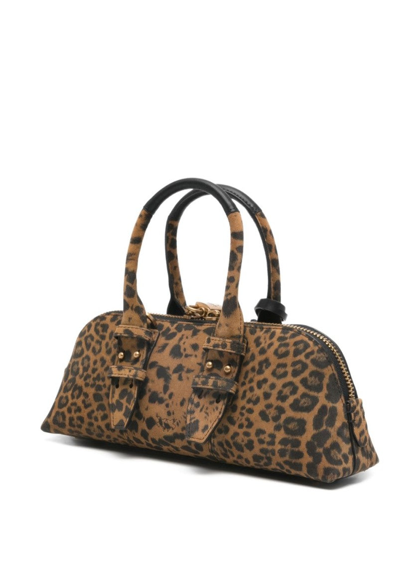 Pinko Structured Multicolour Handbag With Leopard Print And Gold Hardware