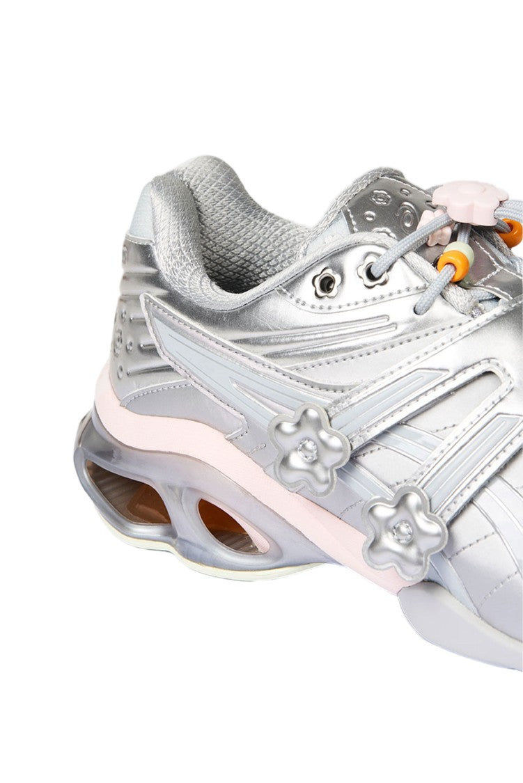 Asics Silver Gel-Kinetic Mesh Mary Jane Sneakers