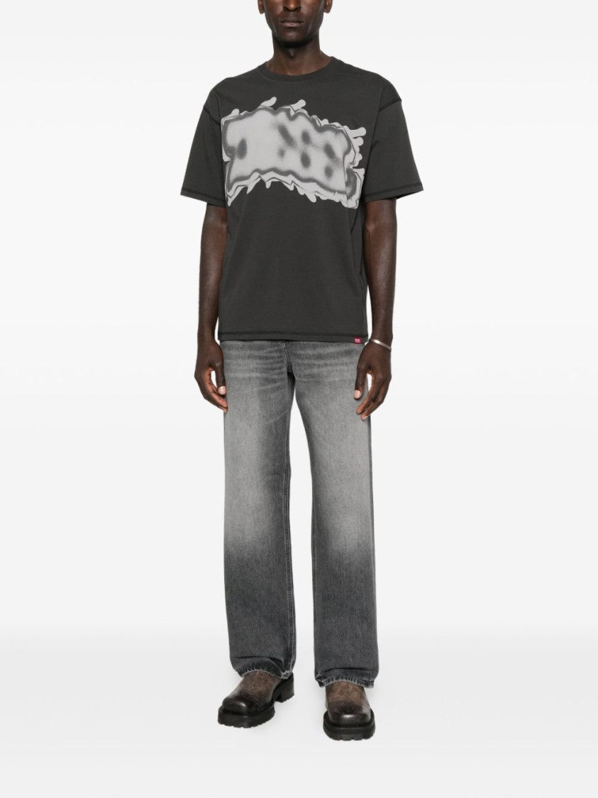 Diesel Relaxed Fit Wide-Leg Jeans With Faded Black Wash