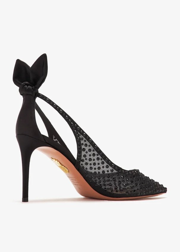 Aquazzura Bow Tie Crystal Tulle Pump 85