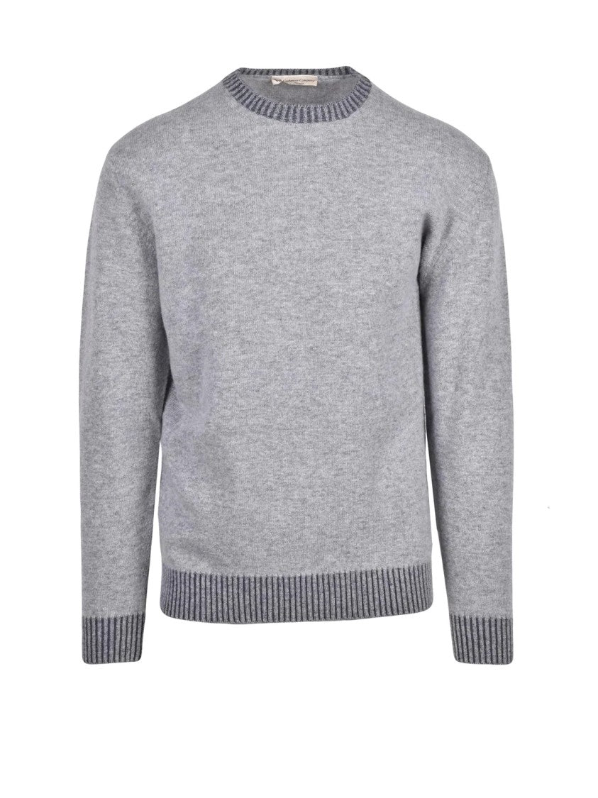 Cashmere Company P. Crew Neck Pullover In Premium Wool With Ribbed Trims