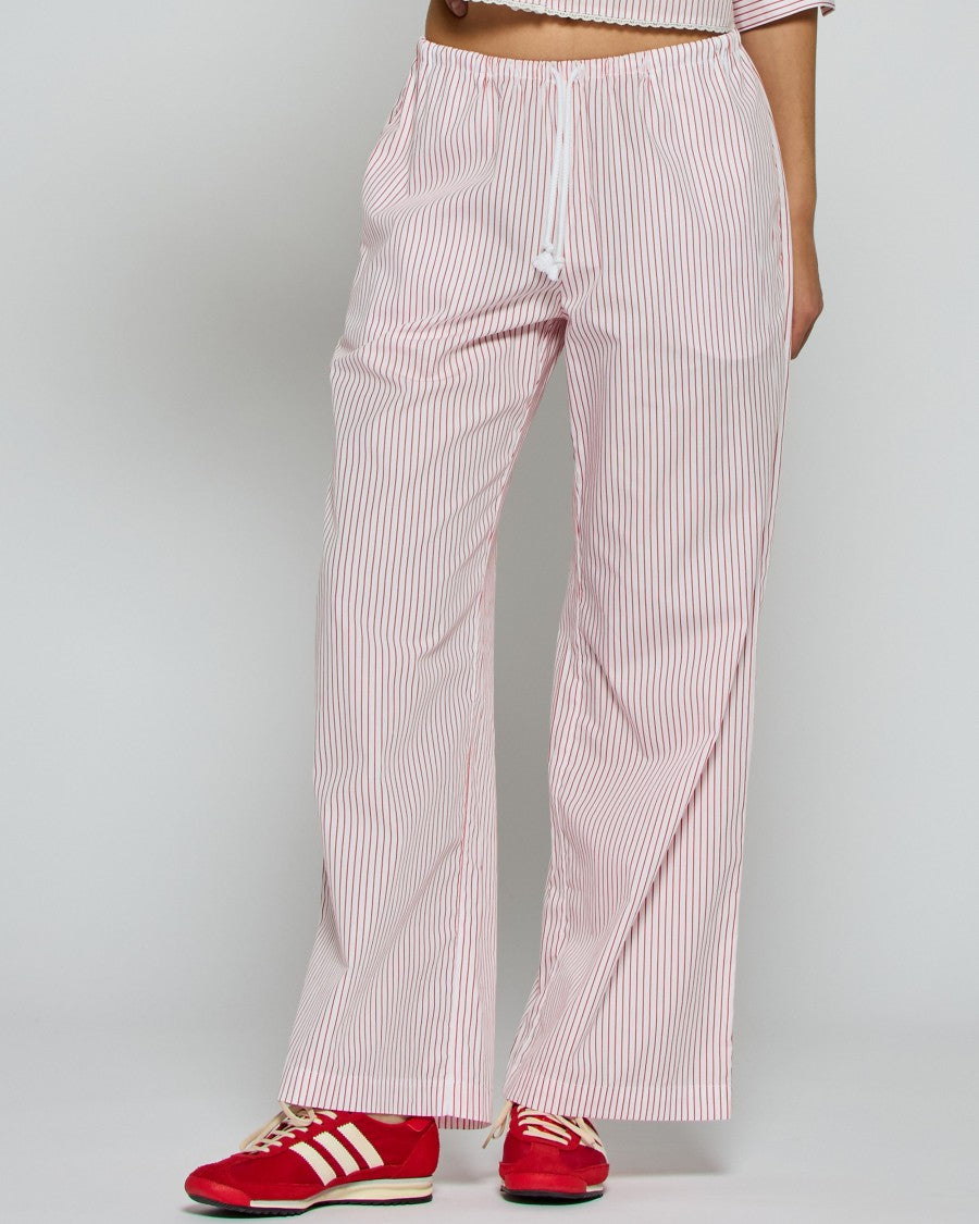 Serena Bute Striped Cropped Jogger - Red/White