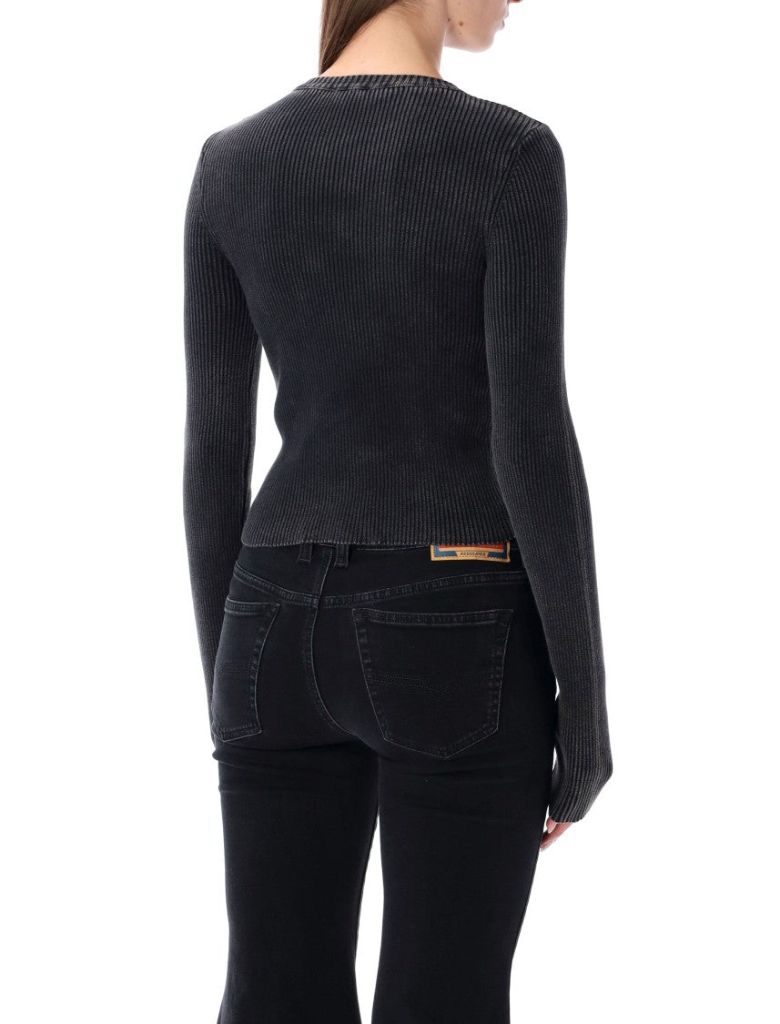 Diesel M-Anchor-A Fitted Ribbed Knit Long-Sleeve Top