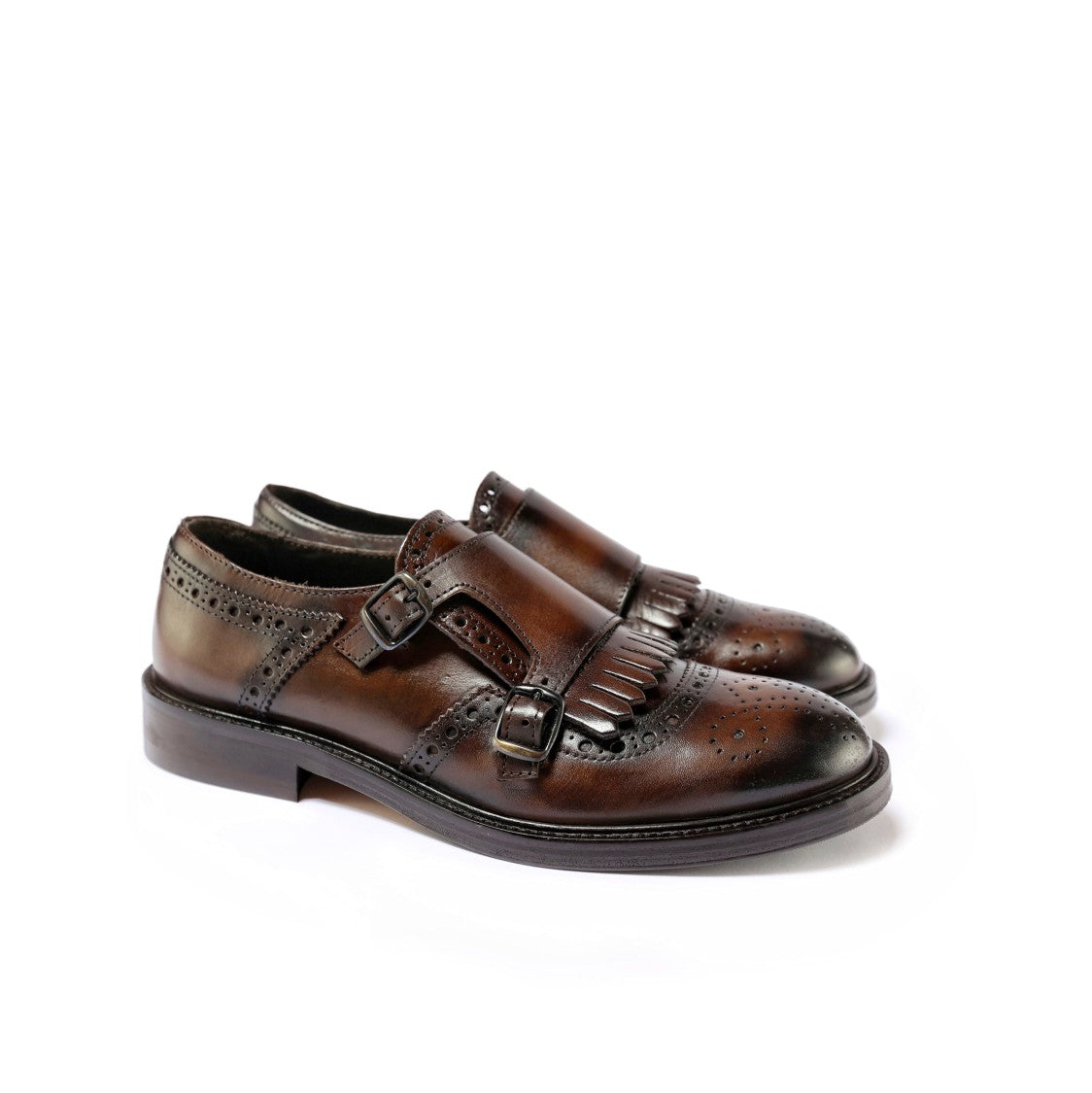 Ton Gout Handcrafted Brown Montone Loafers With Intricate Brogue Detailing