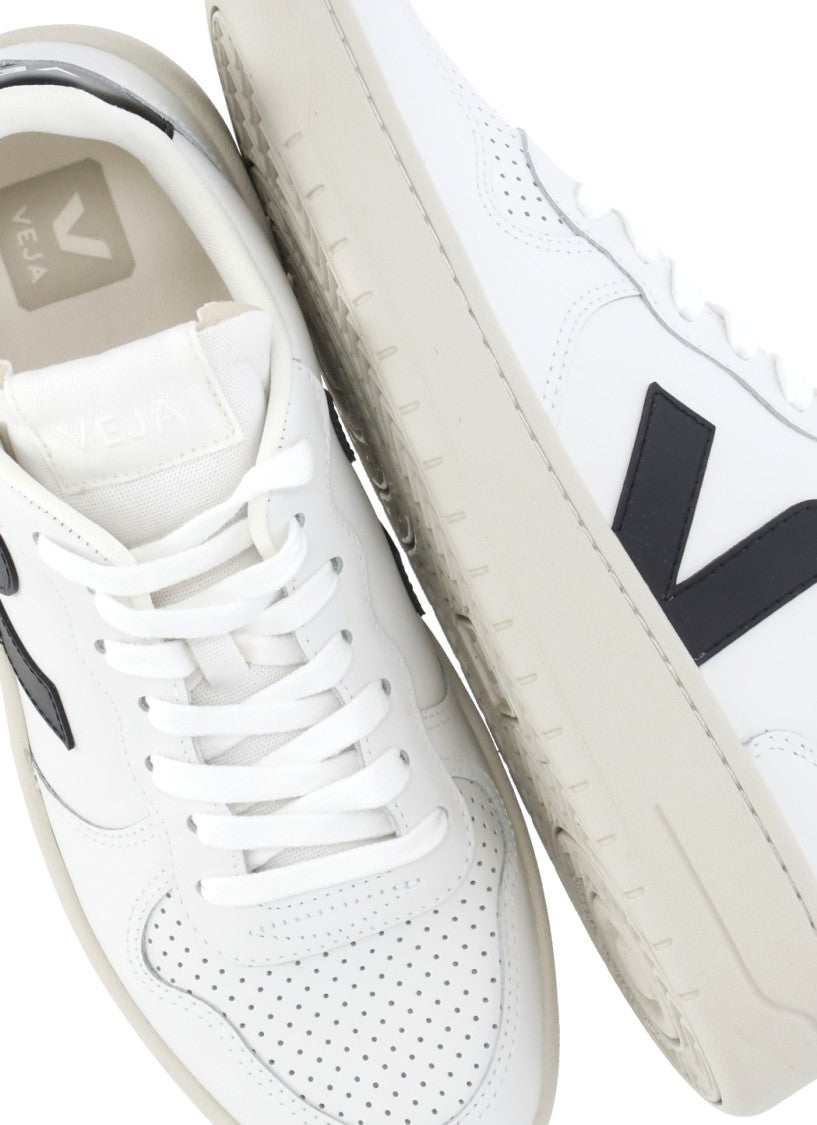 Veja White V-10 Prime Breathable Leather Sneakers