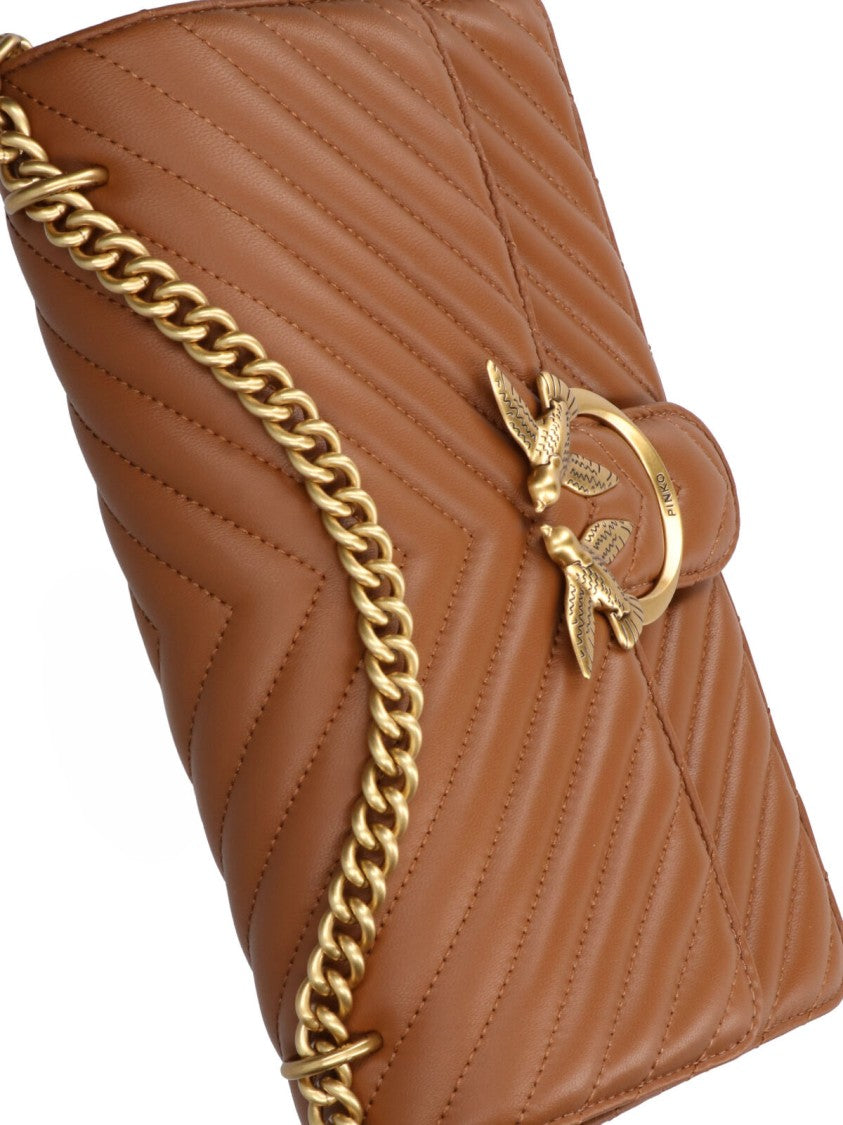 Pinko Structured Brown Handbag With Versatile Carrying Options