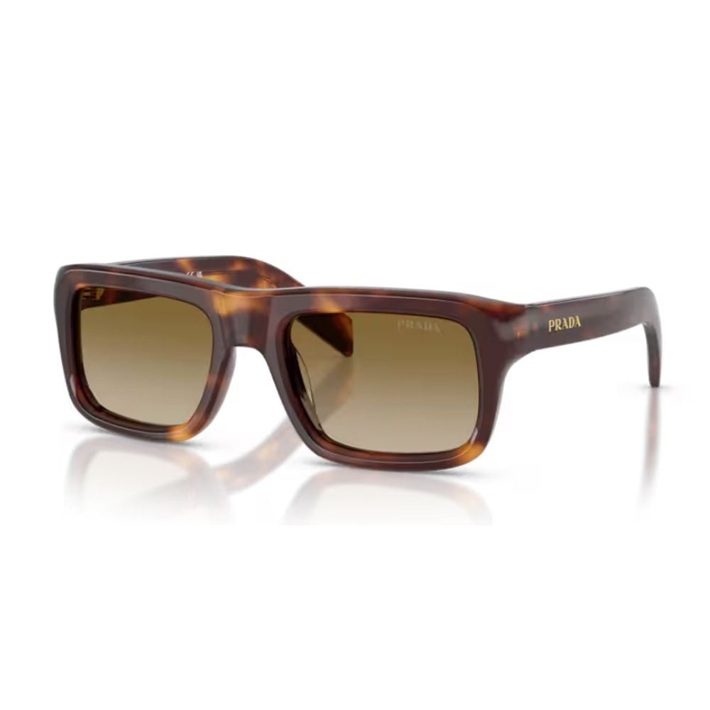 Prada Oversized Rectangular Frame Sunglasses In Glossy Havana Acetate